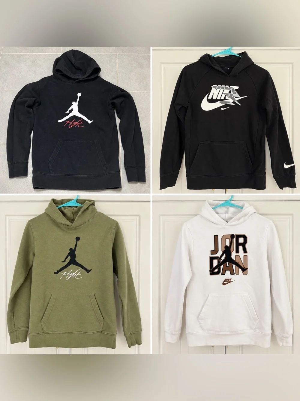 Lot of 4!! Nike Kids Jordan & Nike Pullover Hoodies - Black, Olive, White